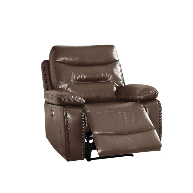 Nasra PU Leather Recliner Chair, Brown Faux Leather, Power
