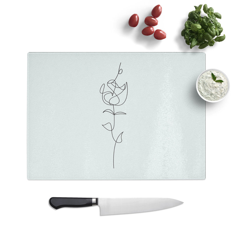 Line Flower Chopping Board, 28.5cm W x 39cm L