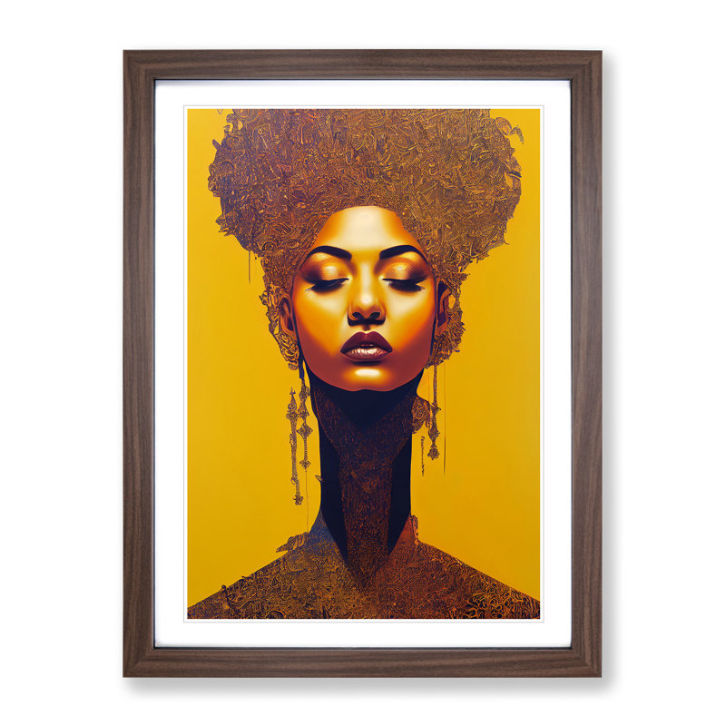 XV1022-61X A Golden Woman No.2 1 Piece Single Picture Frame Wall Art, 46cm H x 34cm W, Brown