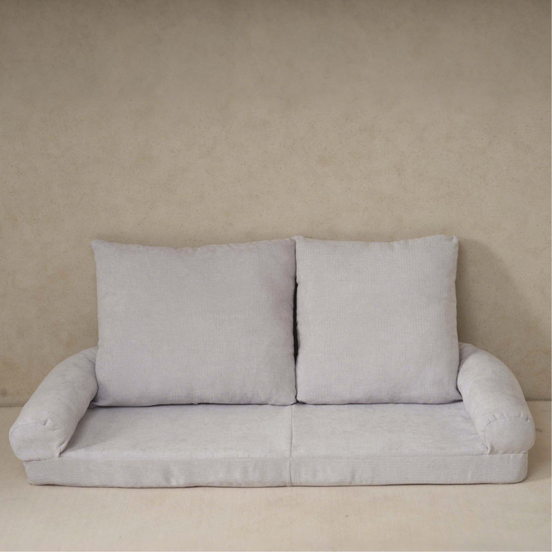Convertible Fold-Out Double Sofa Bed,Grey,The Left Part Of The Complete Product., White Fabric