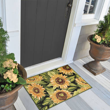 Rubber Sunflowers Grey Wood Fence Sink Counter Mat Pebble Placemat 15.5 x  12 NWT