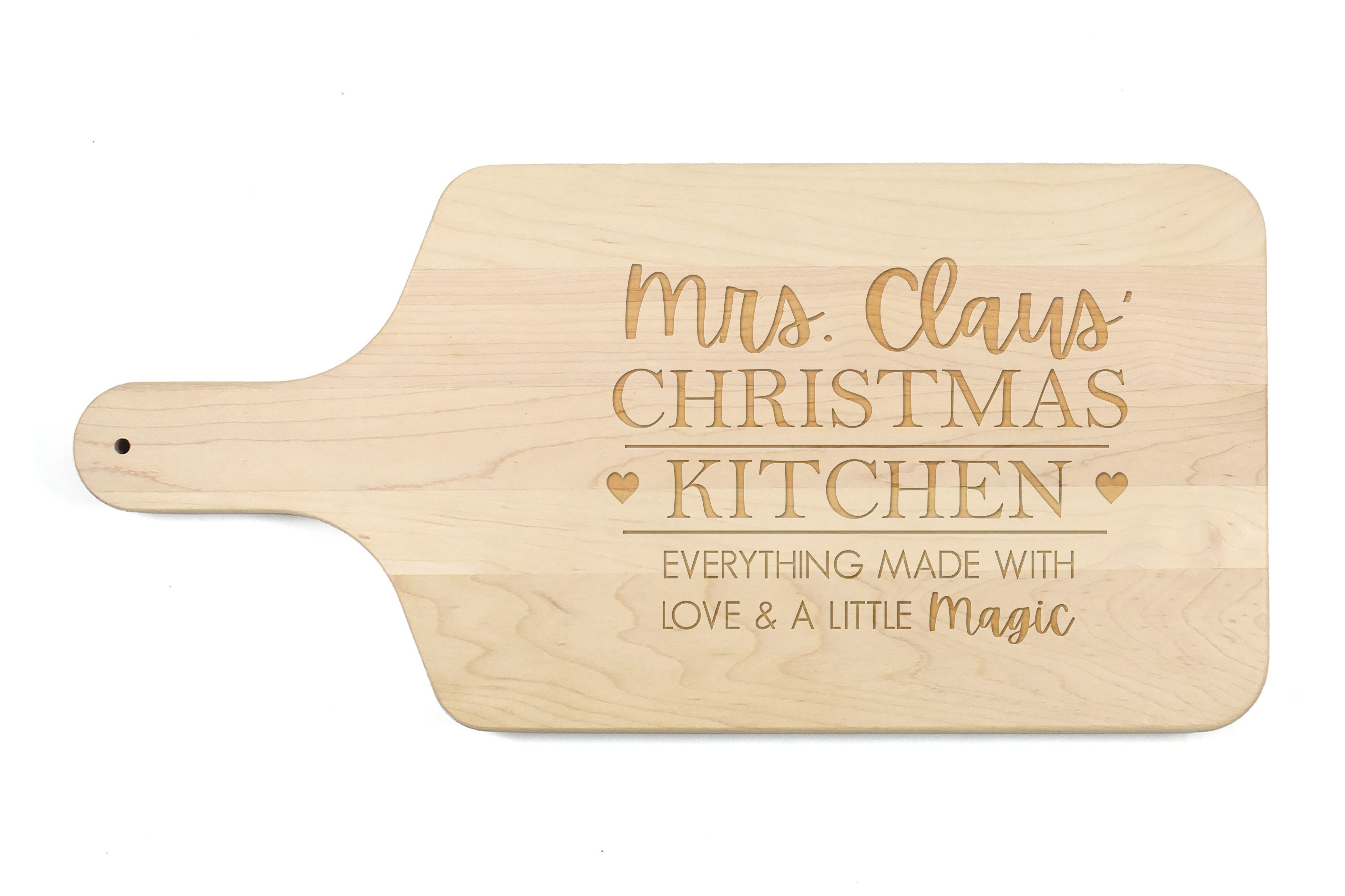 17 Mrs. Claus' Christmas Kitchen Walnut Paddle Cutting Board