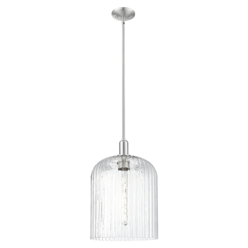 Downtown Urban - Voile de mariée - Mini-luminaire suspendu 1 tige, H 18 po x l 12 po x P 12 po, Nickel satiné brossé, Clair