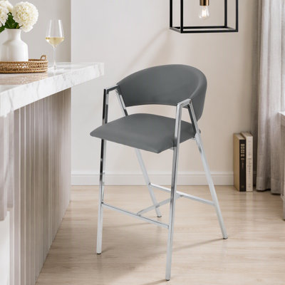Upholstered Counter Stool with Iron Frame