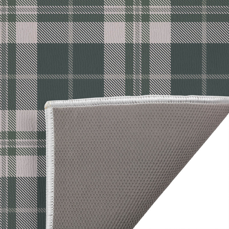 Paillasson Tartan Block, Turquoise / bleu, L 34 po x L 21 po
