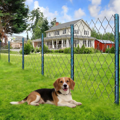 4ft, 10 Pack Metal Fence Post Heavy Duty Fencing Border Sign Post for Outdoor Garden Yard Farm Animal Barrier Green