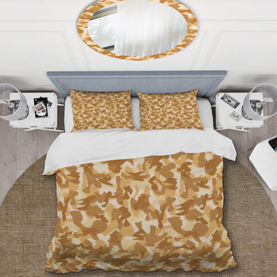 Yellow Desert Camouflage - Ensemble de housse de couette abstrait - Microfibre de polyester