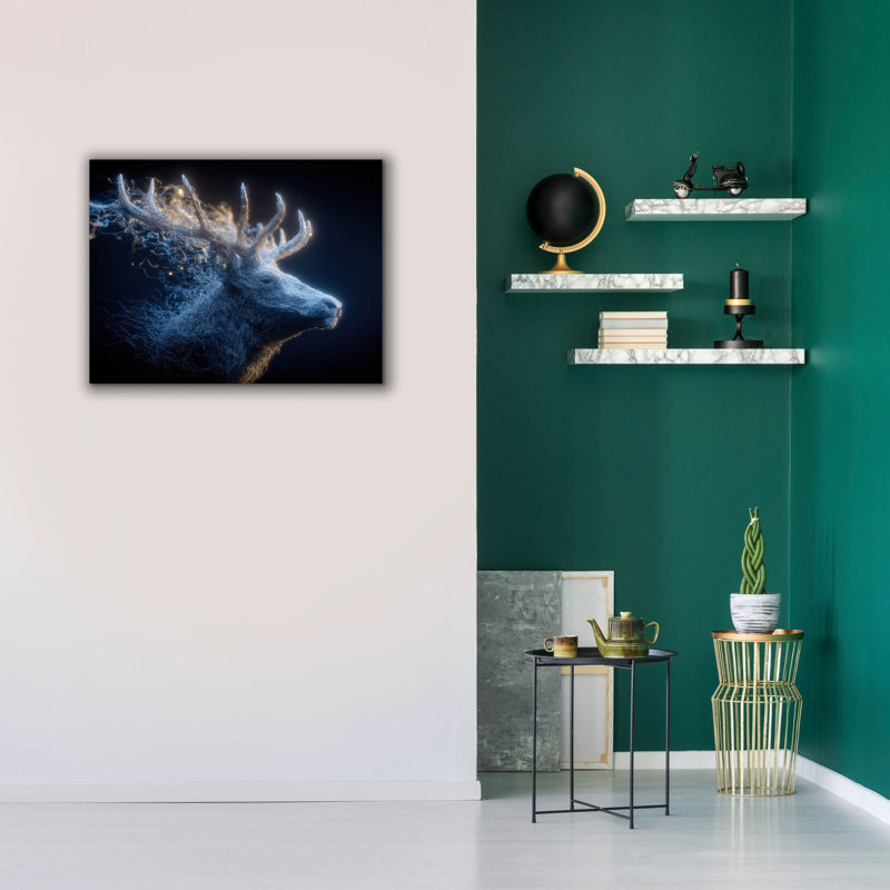  «Majestic Moon Deer. Art mural sur toile 2 pi par Ann Klee, 34 po x 26 po, H 26 po x l 34 po