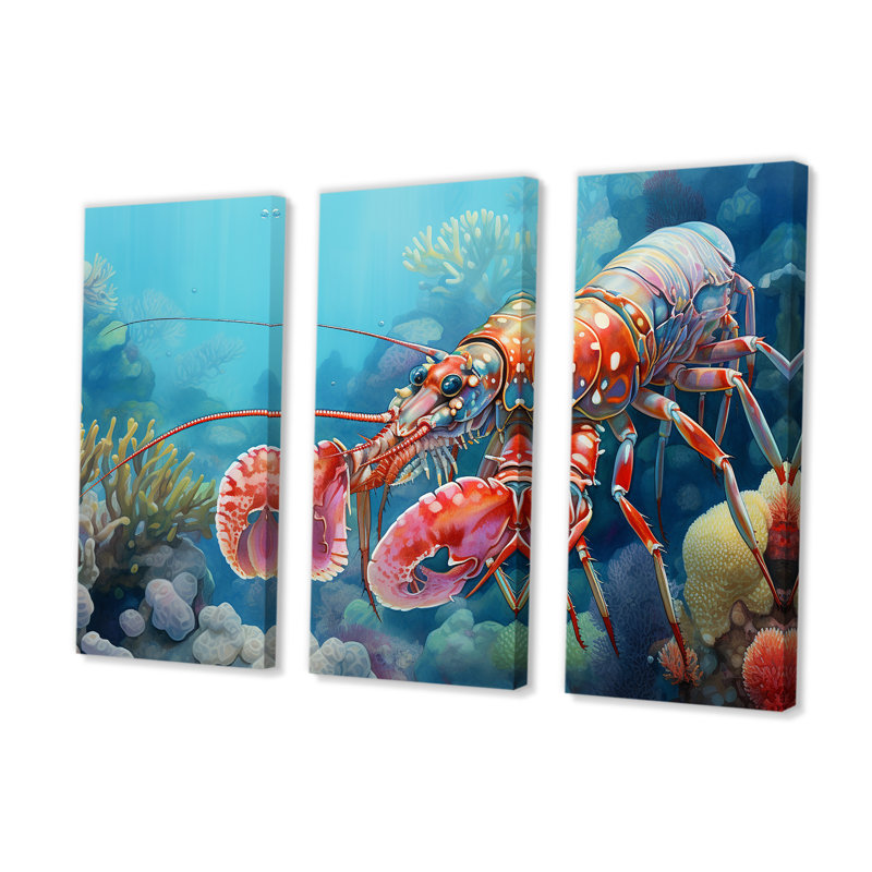 «Mantis Shrimp Dance - Coastal Coral Under Water», ensemble d'art sur toile, H 40 po x l 60 po