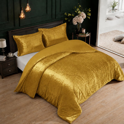 Swift Home Luxuriously Soft Crushed Velvet Duvet Cover Set, Textured & Solid