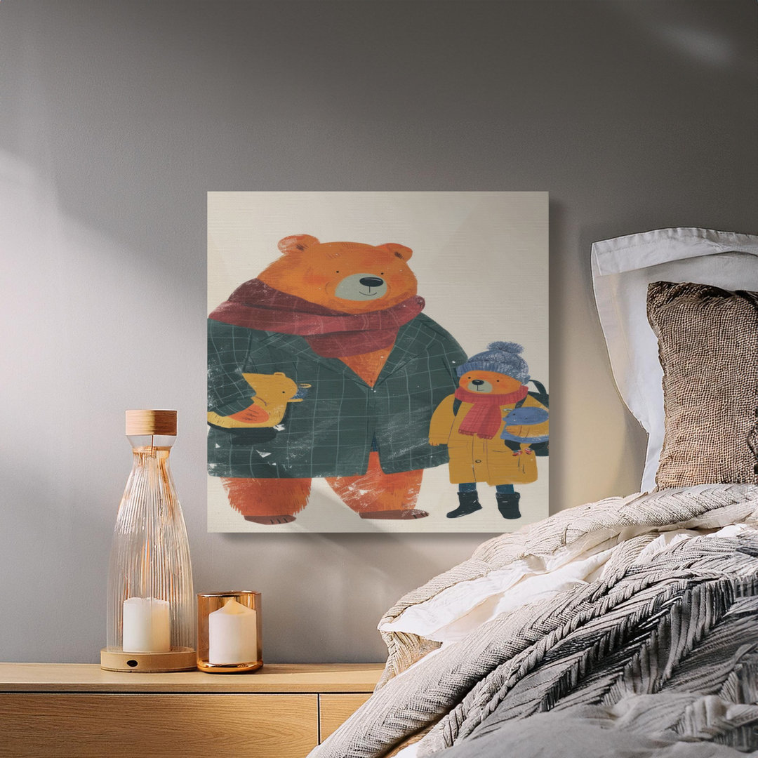 Bear Family Canvas Wall Art, Winter Decor, Gallery Wrapped Print, Ready to Hang, Archival Quality, Kids Room Art, Nursery Decor