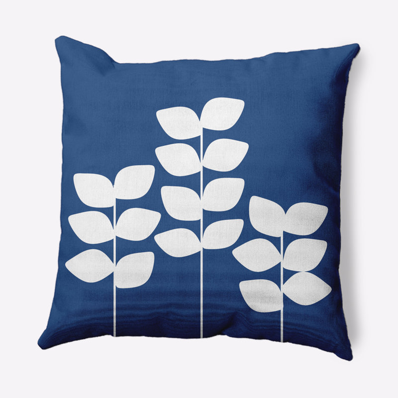 Coussin intérieur / extérieur Simple Stems, 18 po x 18 po, Bleu cobalt foncé