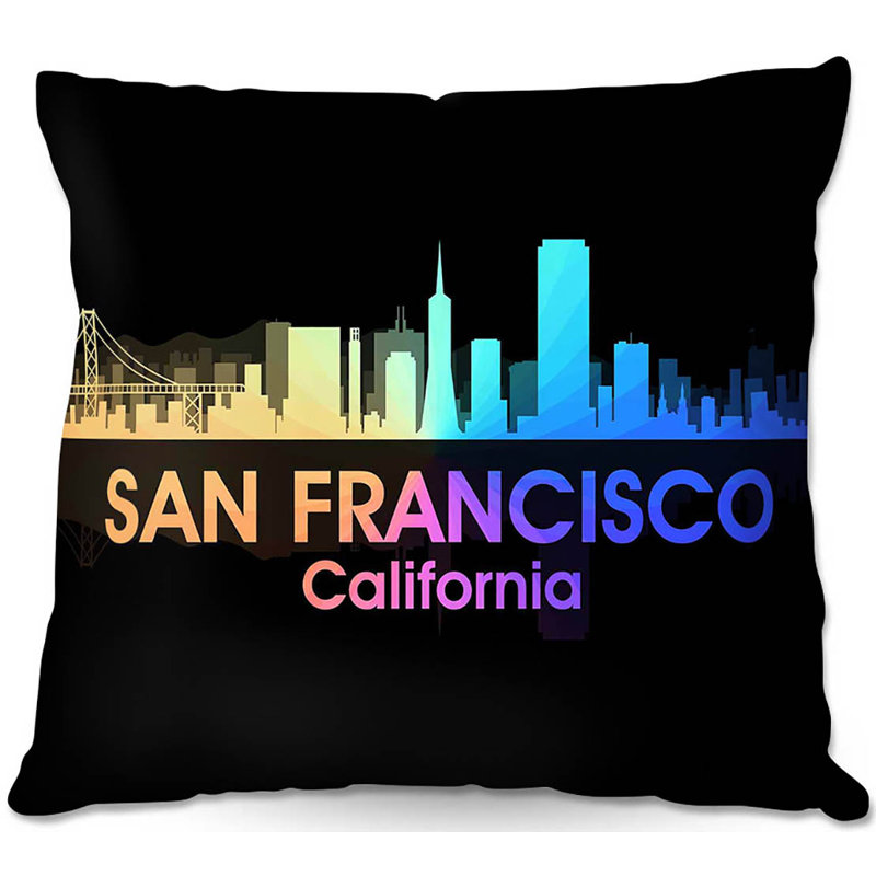 Coussin Couch City V Austin Texas, 18 po x 18 po, San Francisco, Californie, Noir