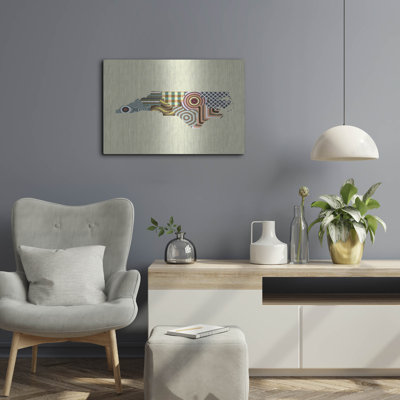 Wrought Studio ™ «North Carolina State Map» par Lanre Adefioye, mur en métal