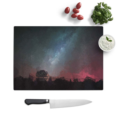 Tempered Glass Stars Above a Lone Tree Chopping Board