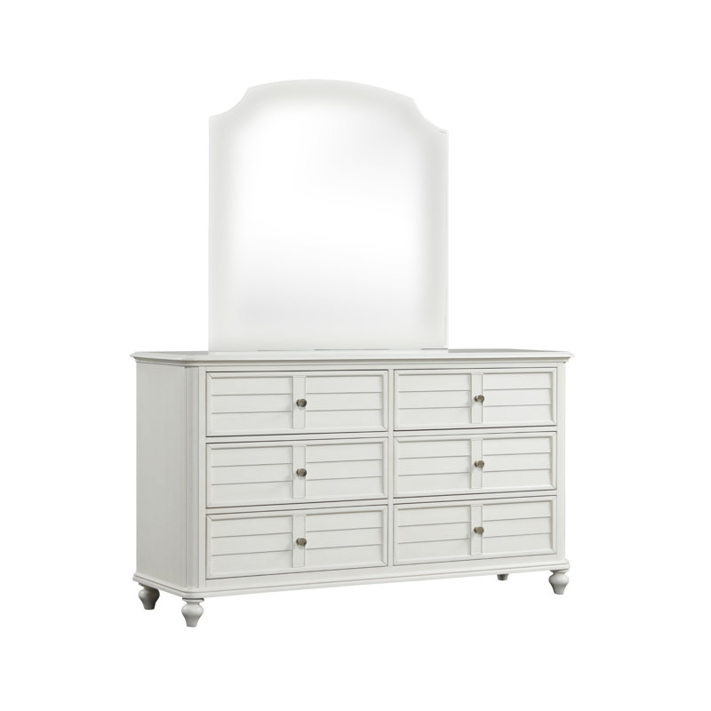 63.6" W Transitional/Coastal Dresser, Antique White