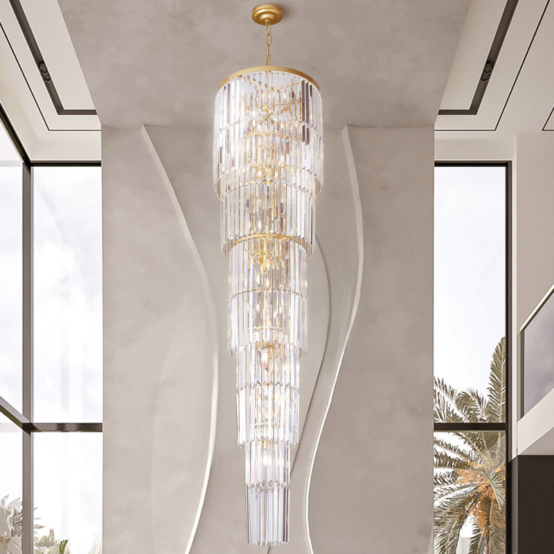 78.7'' Luxury Long Crystal Chandelier For Entryway, Gold