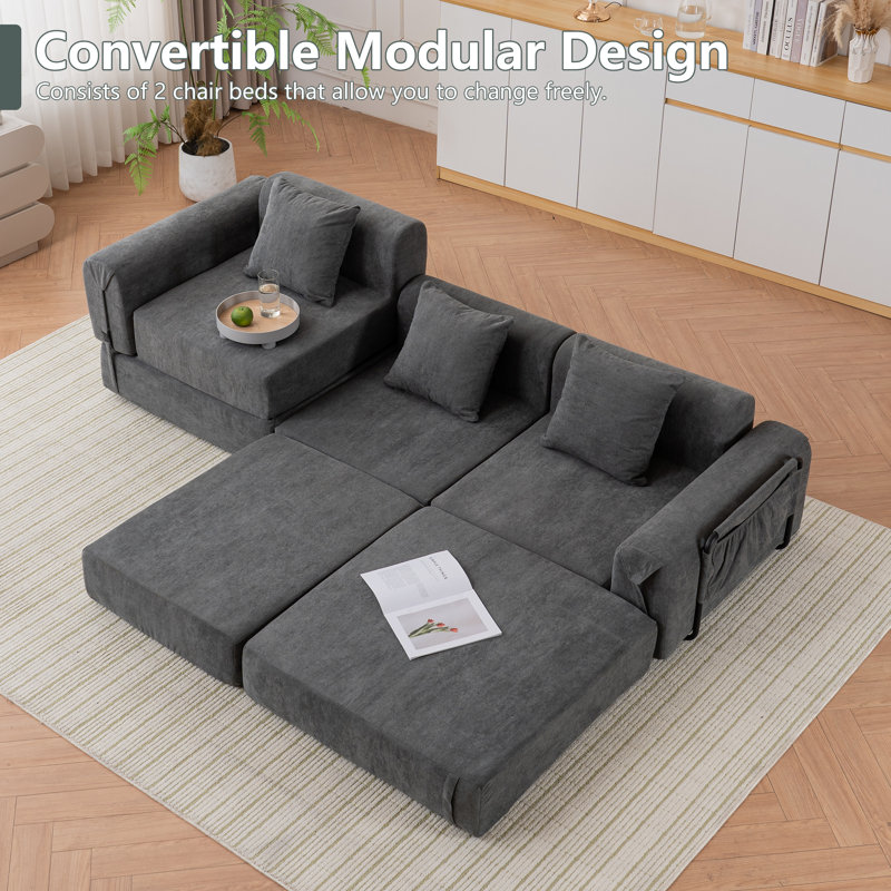 Canapé inclinable gris peu encombrant, mélange de polyester, salon moderne