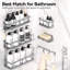 Ensemble de support de douche - Organisateur de salle de bain grande capacité 6 pièces avec conception antirouille, sans tablettes adhésives de perçage, avec porte-savon et 12 crochets pour le rangement de la douche-706898012-706898001