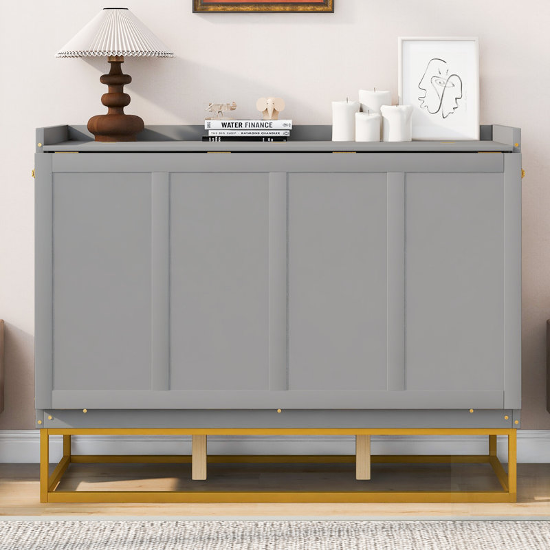 Lit escamotable avec pieds en fer, conception compacte et rangement multifonctionnel pour la vie moderne, Grey