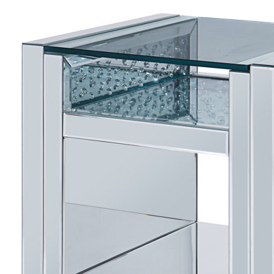 Table de bout, miroir et faux cristaux