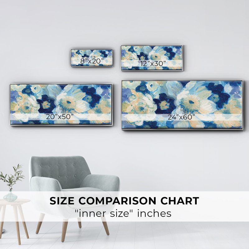 Blue Nocturne II- Framed Canvas, 20" H x 50" W
