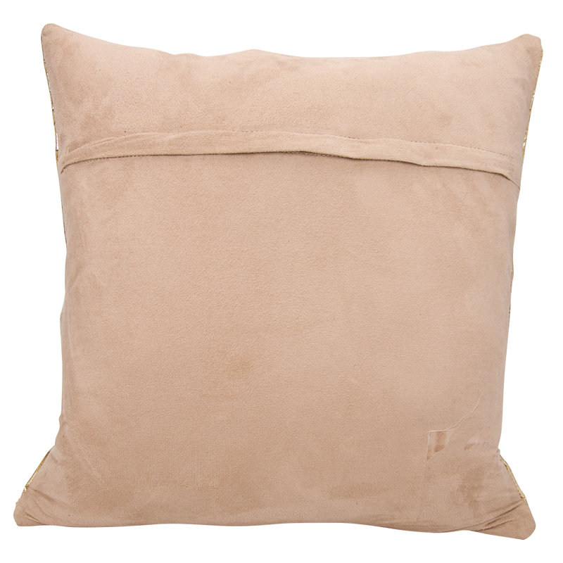 Patchwork Cotton Throw Pillow, Beige/Gold