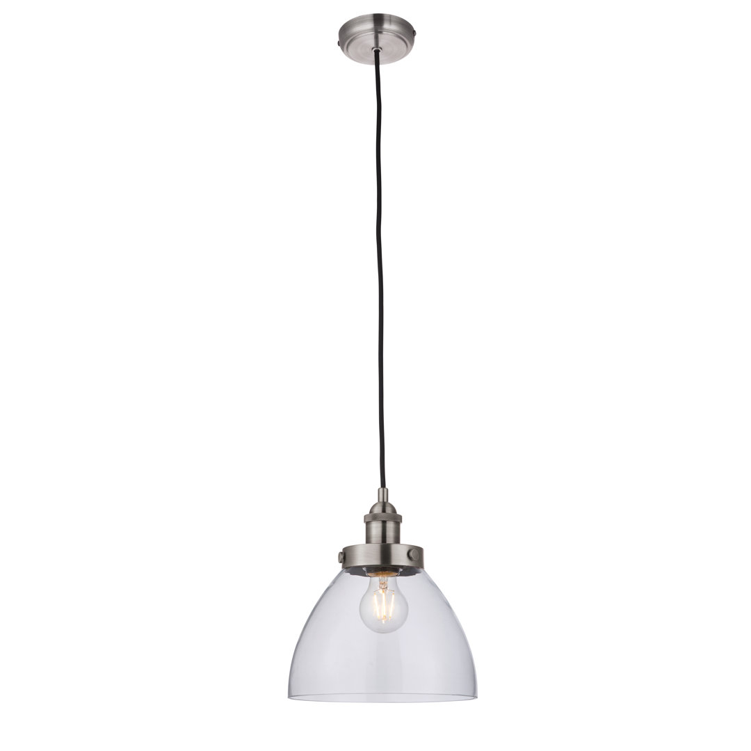 Anais 1 - Light Brushed Silver Paintand Clear Glass Dome Pendant