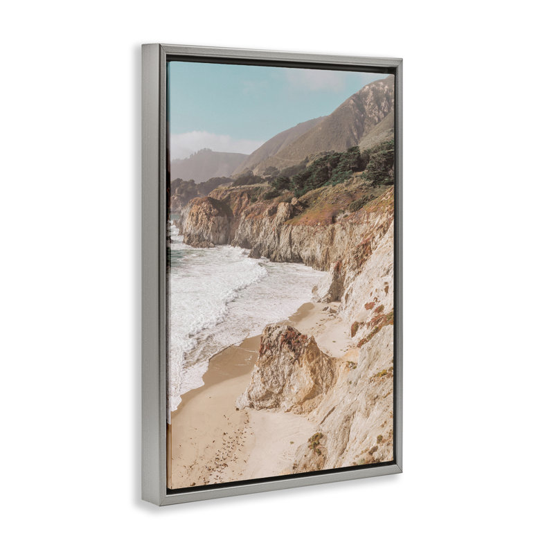 Toile flottante encadrée Rocky Ocean Cove par Nataly White, Cadre flottant gris lustré, H 25 po x l 17 po