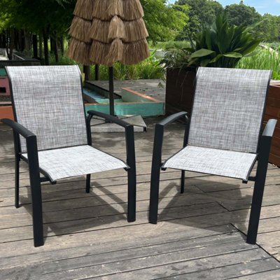 Ensemble de 2 chaises de jardin pour l'extérieur, jardin, structure en bord de piscine