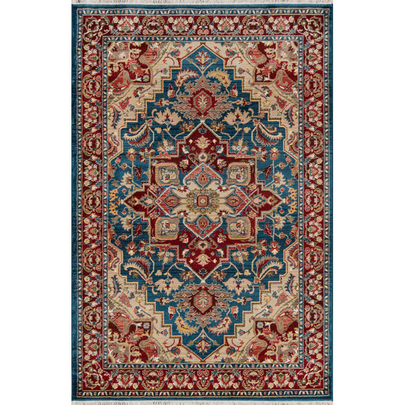 Tapis oriental bleu / rouge Canberra, Rectangle 3 pi 3 po x 5 pi 3 po