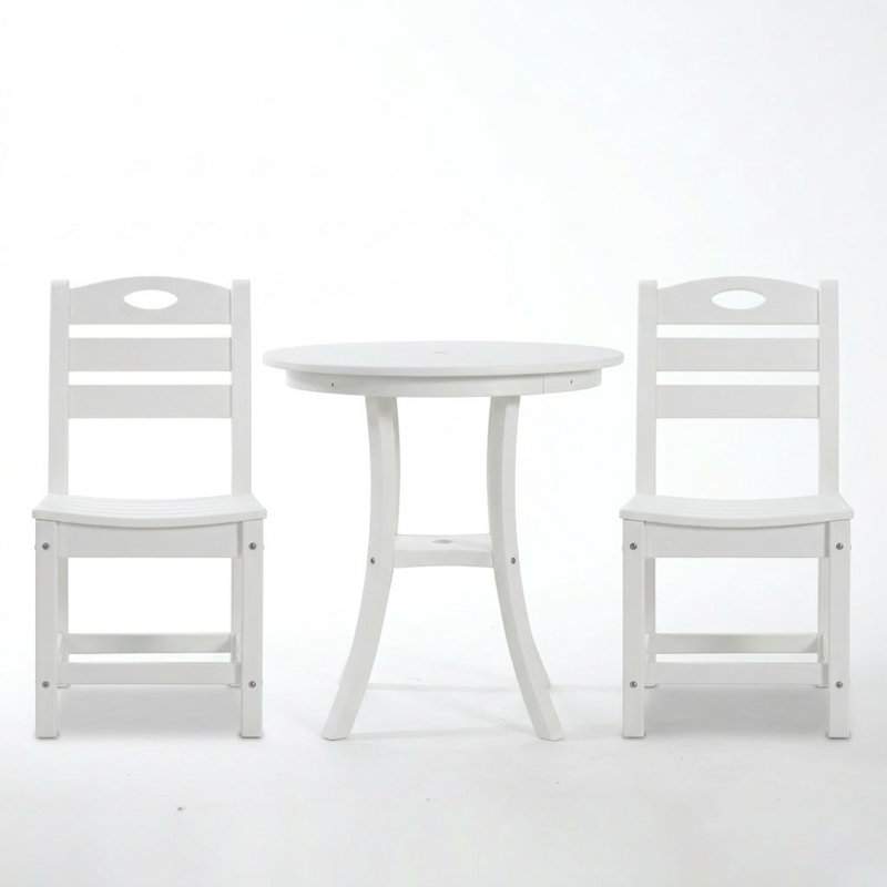 Ensemble de salle à manger compact pour patio blanc, Hdpe, style moderne pour balcons