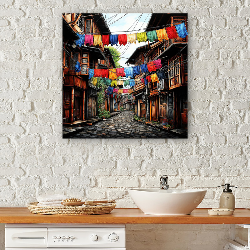 «Colorful Laundry Laundry In City II», art mural «Laundry», H 32 po x l 24 po x P 1 po