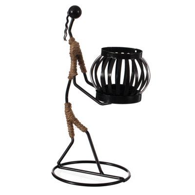 Porte-bougie en fil métallique avec lanterne décorative moderne