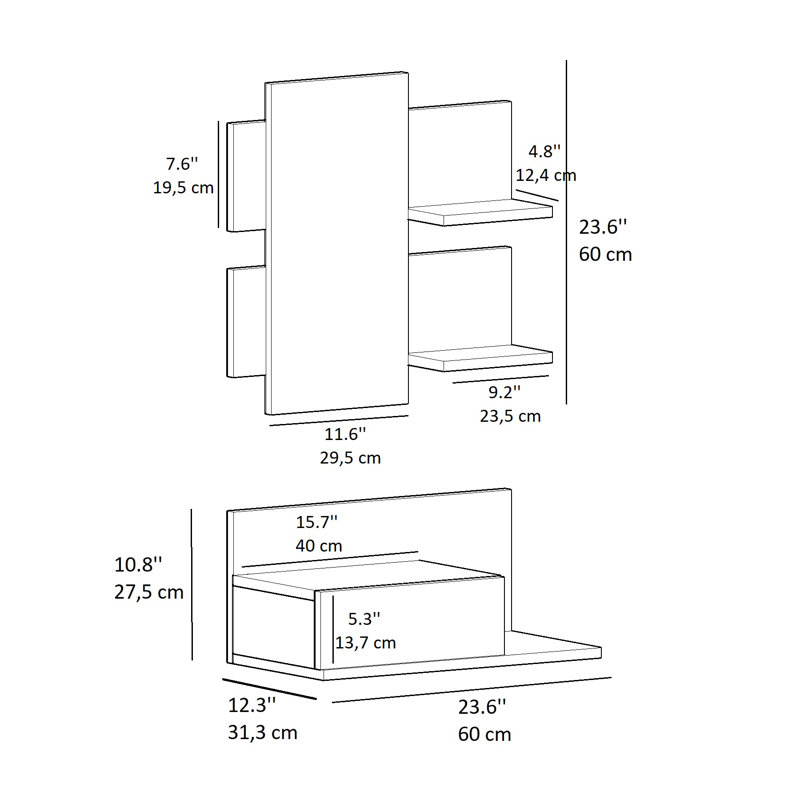 Emmitte Mirror, White & Anthracite