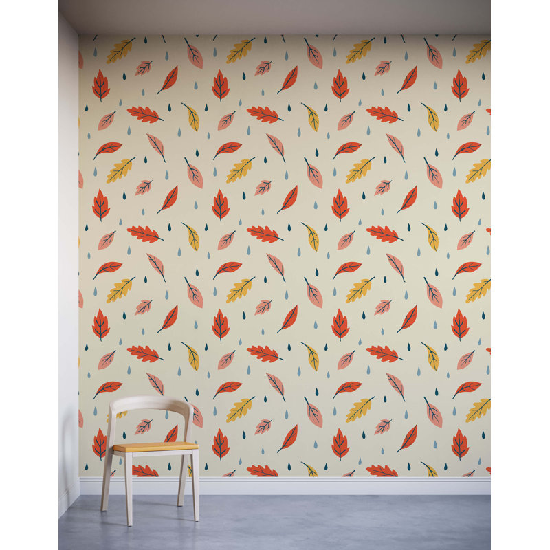 7m x 75cm Matte Childrens Leaf Wallpaper Roll, Beige