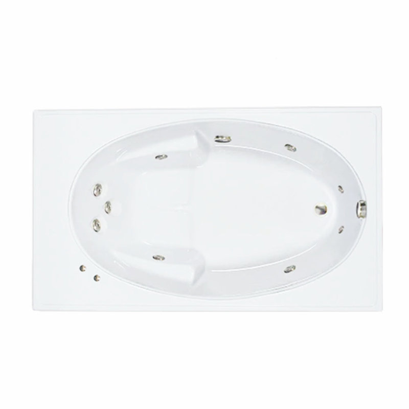 60" L x 42" W Drop In Whirlpool Acrylic Bathtub with Reversible Drain in White