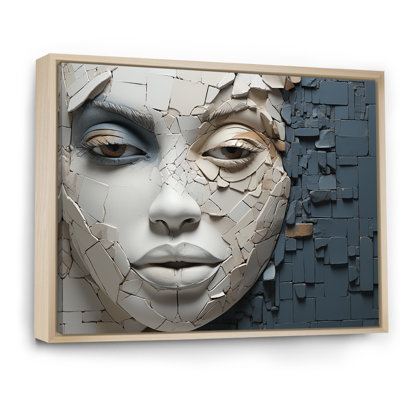 «Blue and beige», femme africaine, collage - art africain, décoration murale