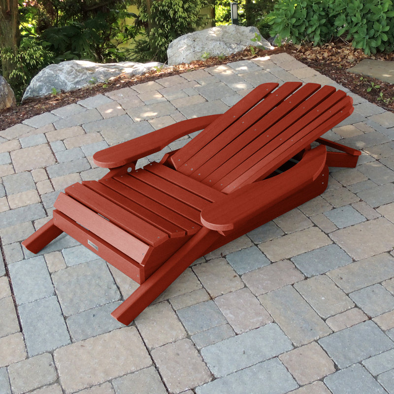 Chaise Adirondack pliante et inclinable en plastique Anette, Rouge rustique