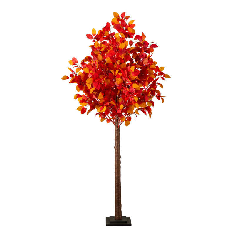 6 pi. Arbre d'automne artificiel pré-éclairé avec 300 lumières DEL blanc chaud