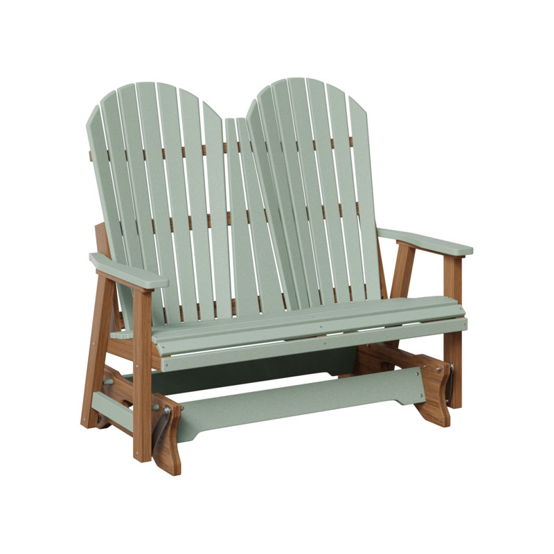 Comfo Back Outdoor Glider, Seafoam Top/Antique Mahogany Base