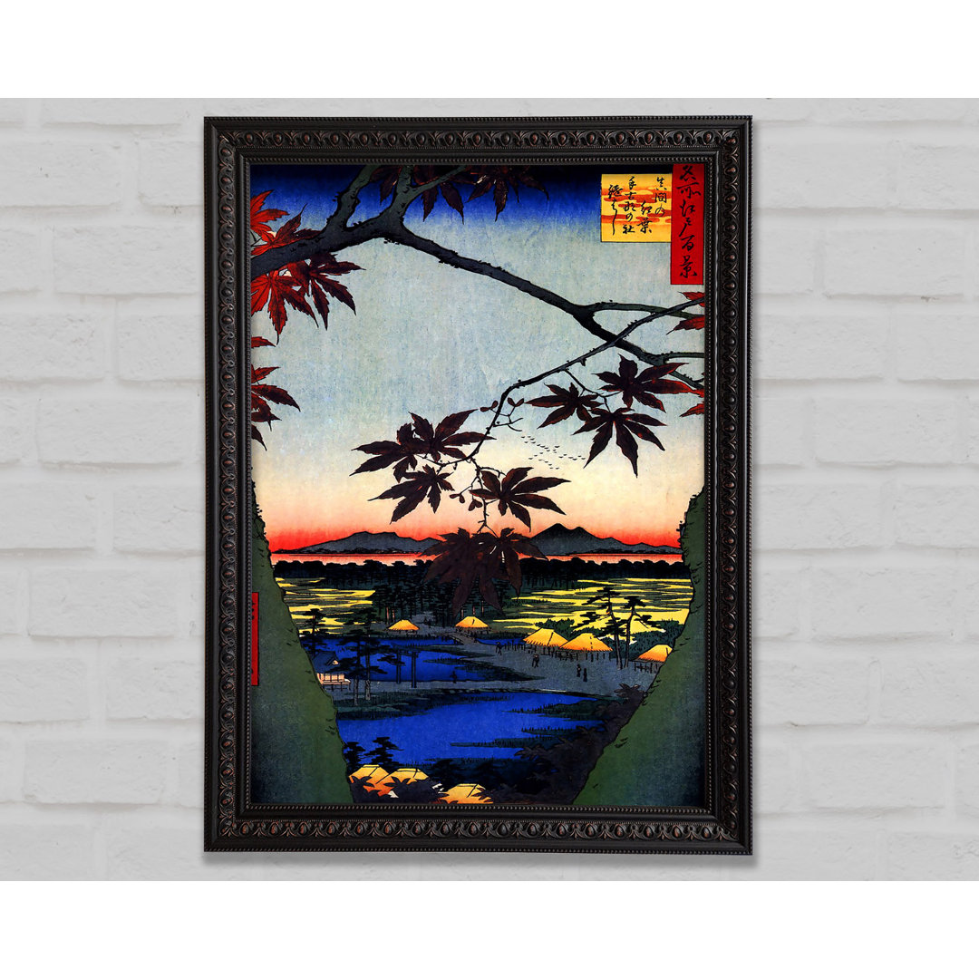 Hiroshige Ahornbäume bei Mama Gerahmter Druck