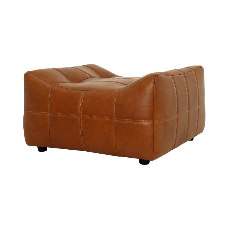Repose-pieds en cuir Casa, Sienne antique