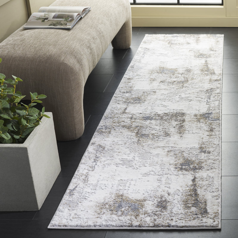 Tapis abstrait Slate Performance, Tapis de couloir 2 pi x 8 pi