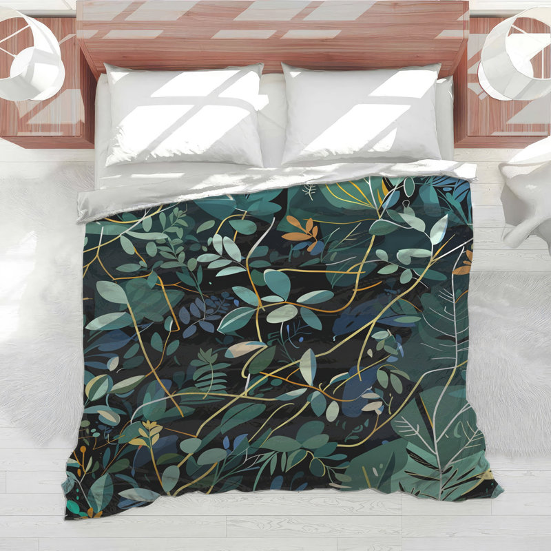 Leafy Vines Bedding Nature Comforter Bohemian Boho, Twin Extra Long