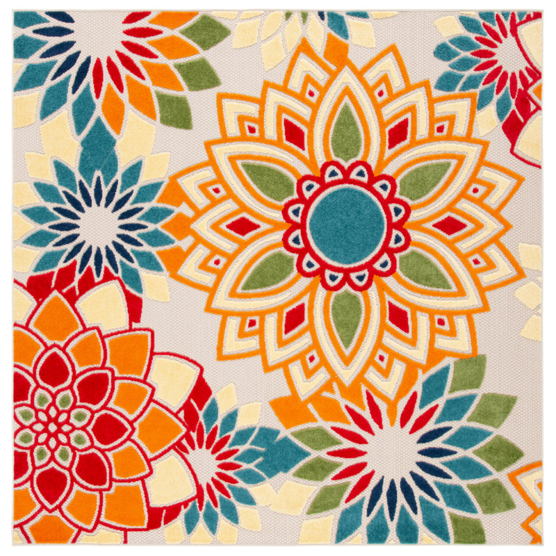 Stephine Performance Floral Indoor/Outdoor Area Rug, Square 9'