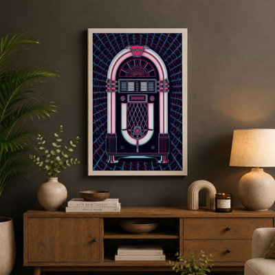 Neon Jukebox Retro - Wrapped Canvas