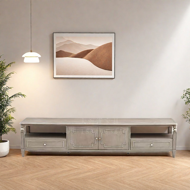 Meuble télé moderne en bois massif multicouche, 78.74"