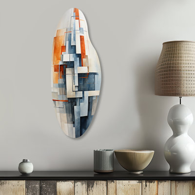 «Colorful Mid Century Abstract Architectures I», art mural moderne asymétrique en métal de style Mid-Century