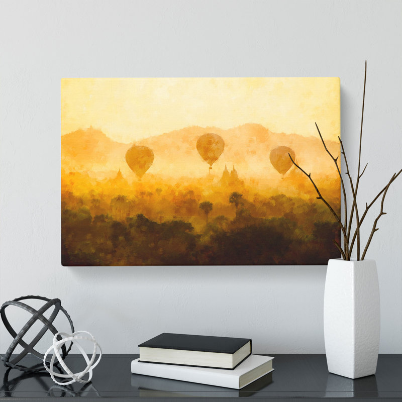 Hot Air Balloons over Myanmar - Wrapped Canvas Painting Print, 40cm H x 60cm W x 3cm D